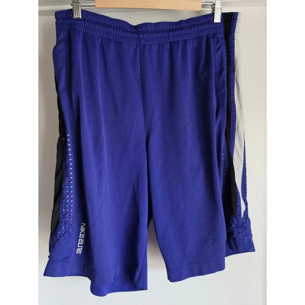 Nike Athletic Shorts Men L Blue Solid Activewear Running Gym Athleisure